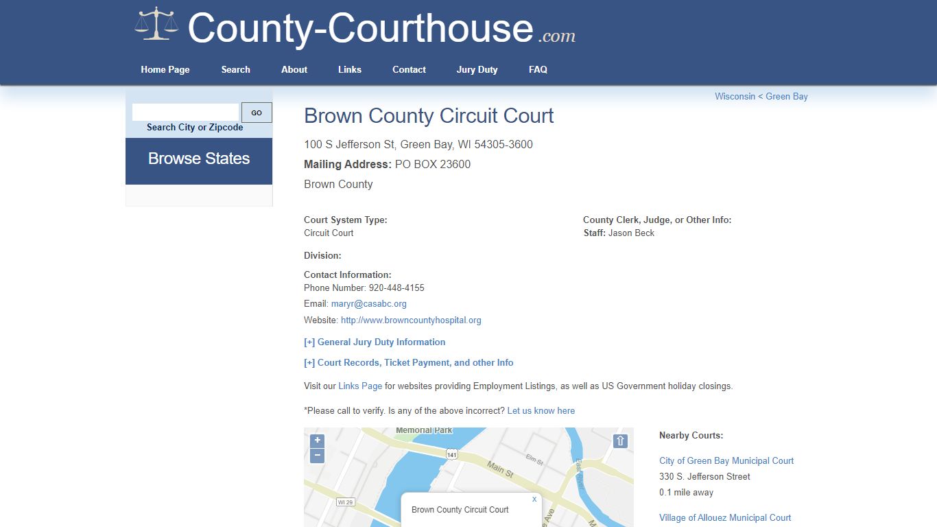 Brown County Circuit Court in Green Bay, WI - Court Information