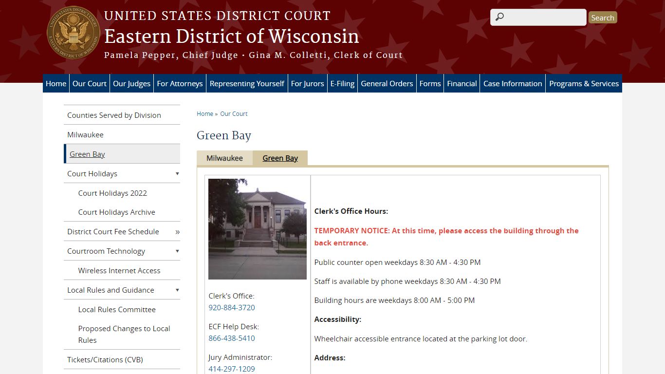 Green Bay | Eastern District of Wisconsin - United States Courts